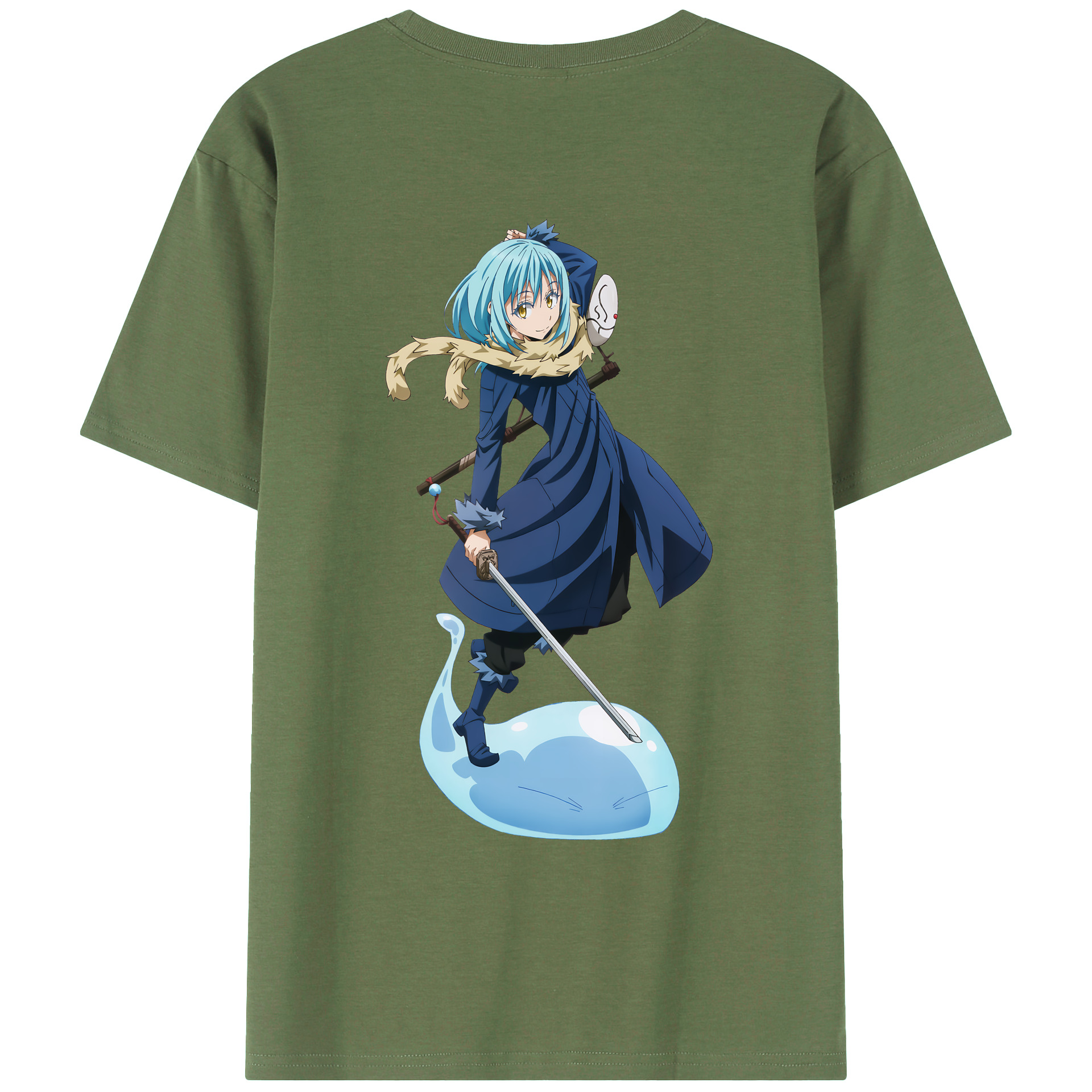 （画像用） 転スラ Regarding Reincarnated to Slime 綿100％ メンズ半袖Tシャツ（バックプリント） 通気性
